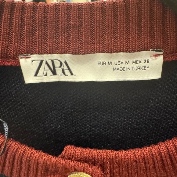 Zara Black and Red Knit Cardigan and matching skirt with Gold Accents - Picture 3 of 4